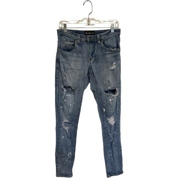 Empyre Recoil Harrison Blue Splatter Super Skinny Jeans Size 29 - Picture 1 of 8